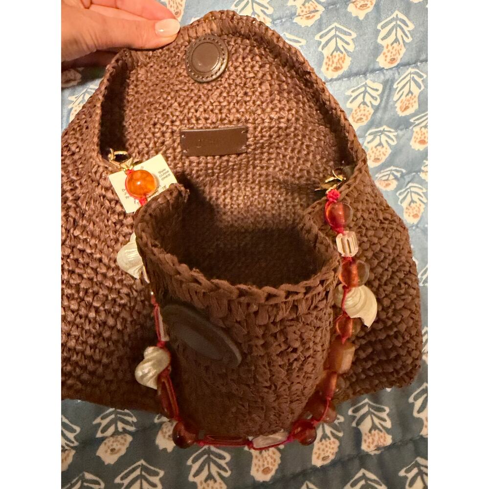 J.Crew Berkeley Small Straw Shoulder Bag Beaded Shell Strap NWT CU558 - Picture 9 of 12
